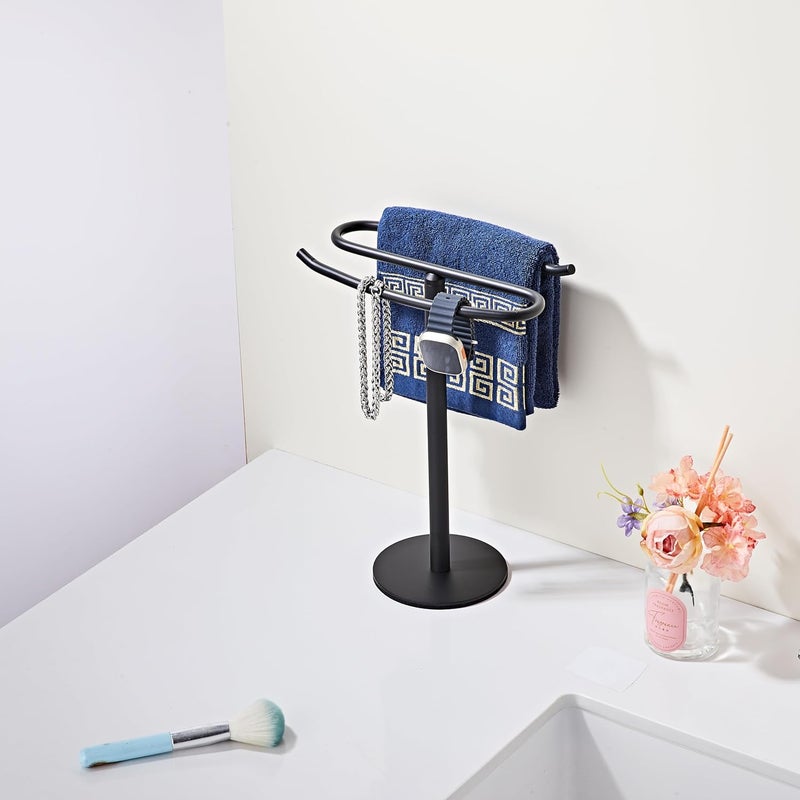 BTHRMHW Matte Black Hand Towel Holder Stand,13 Inch Free-Standing Towel Rack, SUS304 Stainless Steel Towel Bar Rack Stand, Tower Bar for Bathroom Kitchen Vanity Countertop… - Image 2